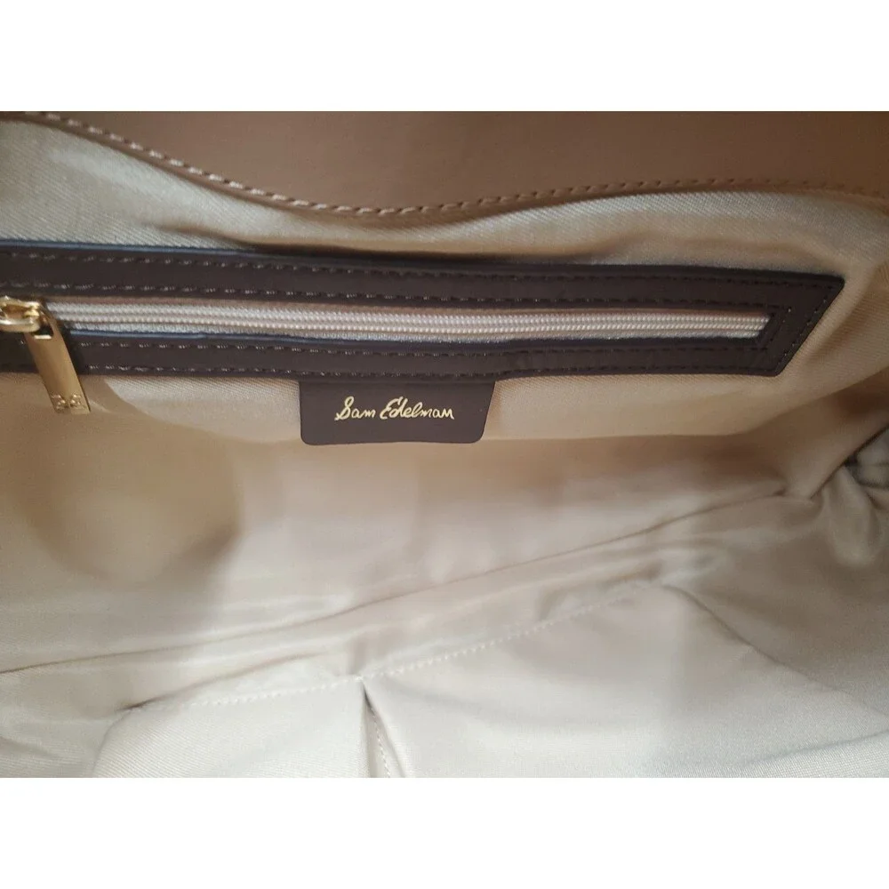 Sam Edelman Petty Shoulder Bag Mocha Mousse Leather Woven Gold Hardware